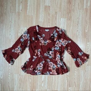Red Floral Blouse | Maurices | Size Large